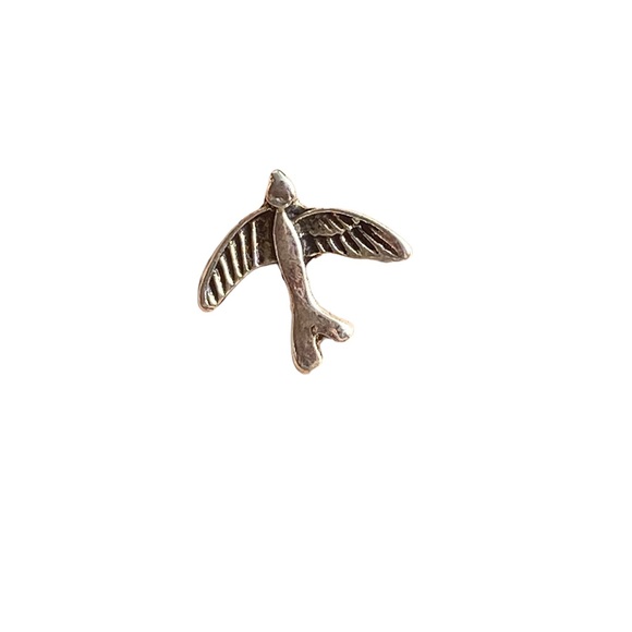 Silver Tone Swallow Stud Earrings - Picture 3 of 3